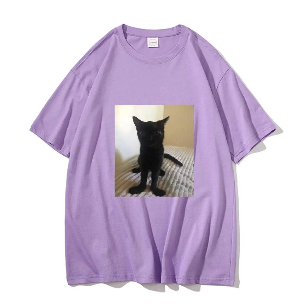 Big Foot Jinx T-shirt Black Cat Pattern Tshirt Funny Unisex Women T Shirts Unisex Cotton Tops Spring New Round Neck Tee Short Sleeve