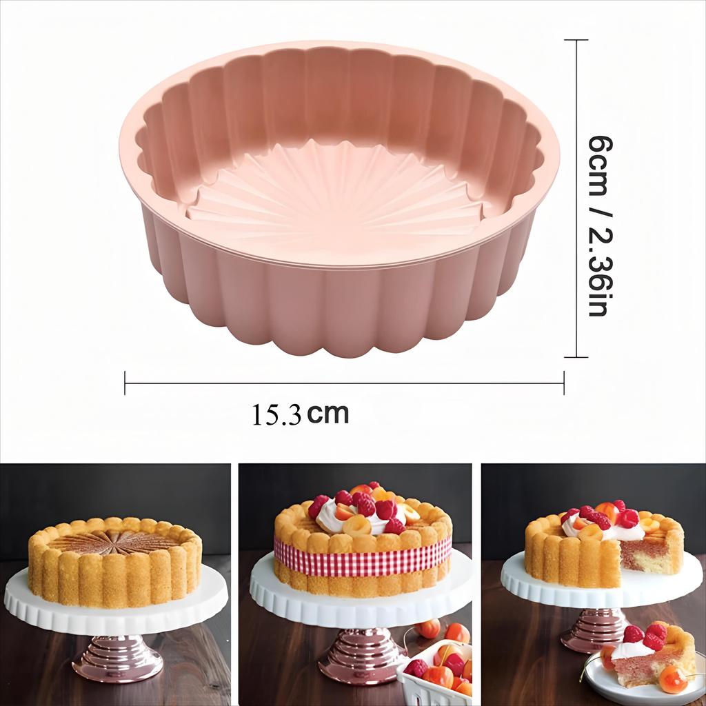 1PC Silicone Cake Pan Round Air Fryer Oven Baking Pan Mold, High Temperature Resistant Bread Toast Cake Mould