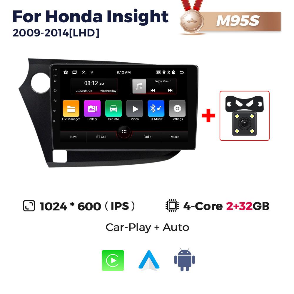 Radio auto Android 9 inch pentru Honda Insight 2009-2014, player video multimedia, Carplay, navigație GPS, suport 4G LTE + WIFI DSP + RDS