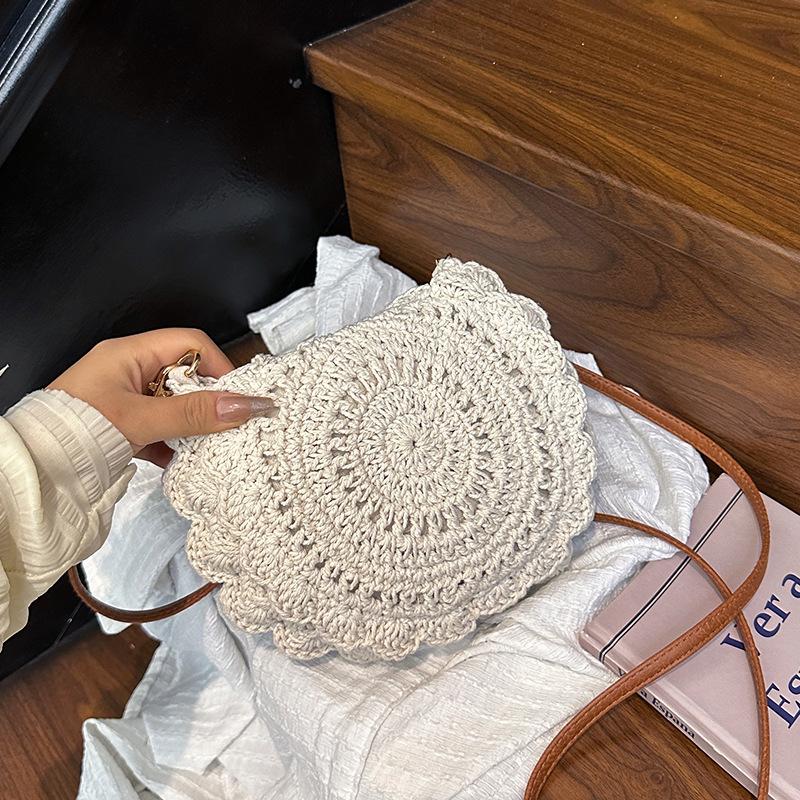 Women s Large Capacity Straw Woven Crossbody Bag - 2025 Summer High-End Beach Style белый