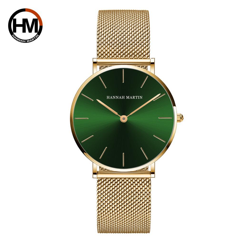 Elegant Slim Waterproof Wristwatch with Steel Mesh Band - Minimalist Japanese Design for Women.