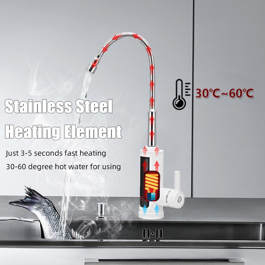 3000W 220V Kitchen Flow Electric Water Heater Instant Hot Water Heater Cold Heating Tankless Water Heater With LED