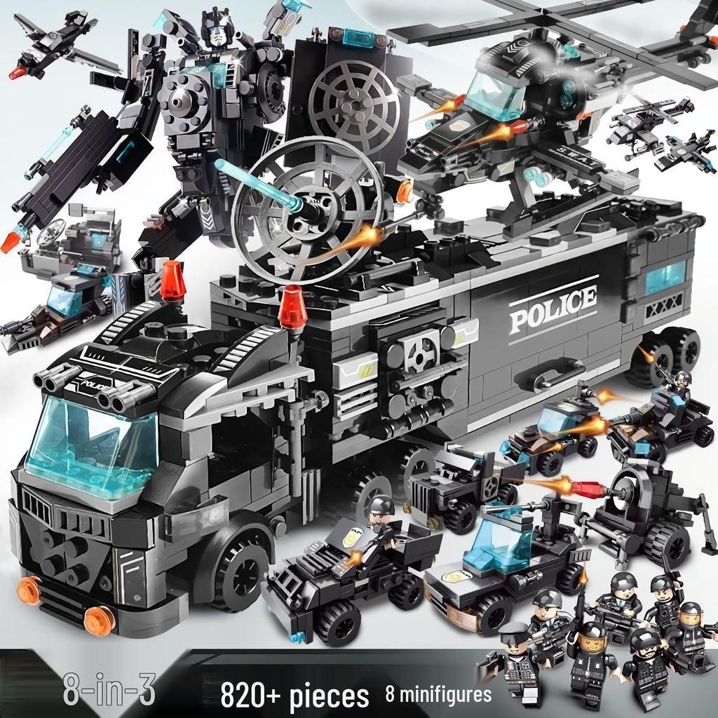 Military Mecha Aircraft Carrier & Space Rocket Building Blocks for Kids - Educational Assembly Toy