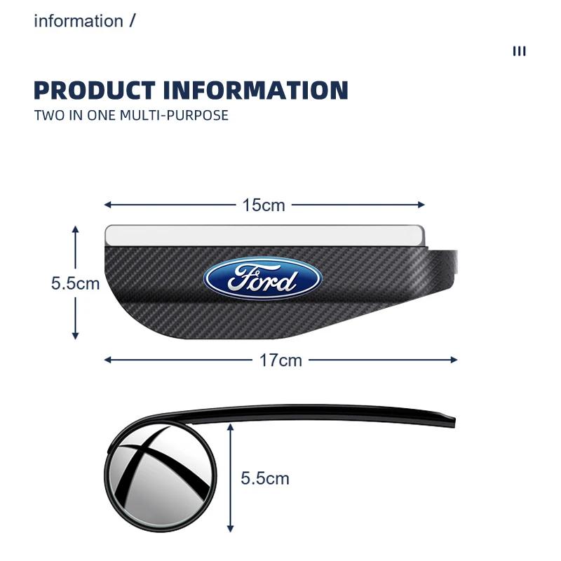 Hot 2x Car Rearview Mirror Rain Eyebrow Visor Small Round Mirror For Ford S MAX Ranger Focus Fiesta Mondeo Escort KA Ecosport Ev