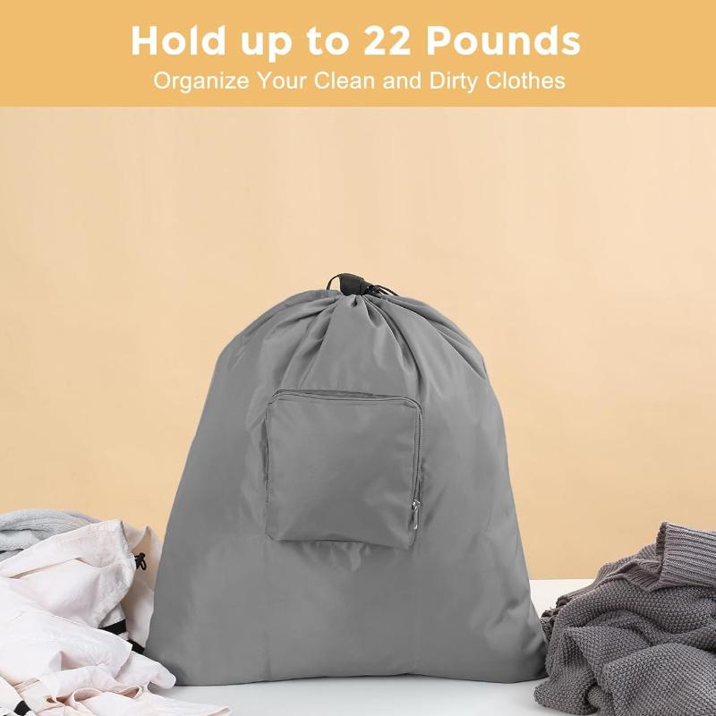 Multipurpose Nylon Laundry Bags with Drawstring Closure Foldable Washable Travel Clothes Bag Durable Woven Rectangle Shape with Handle for Luggage 898₽