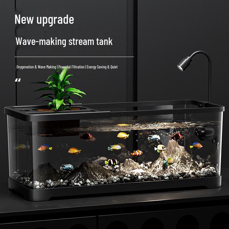 Living Room Ecological Fish Tank with Oxygenation and Wave-Making Features