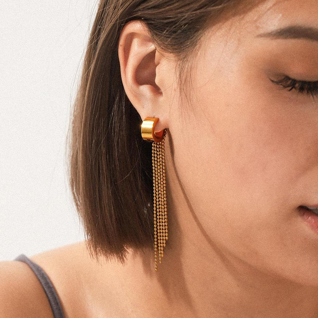 Elegante Europäische & Amerikanische Quaste Edelstahl Ohr-Manschetten - 18 Karat Gold, Nicht Verblassende High-End Mode Ohrstecker für Damen