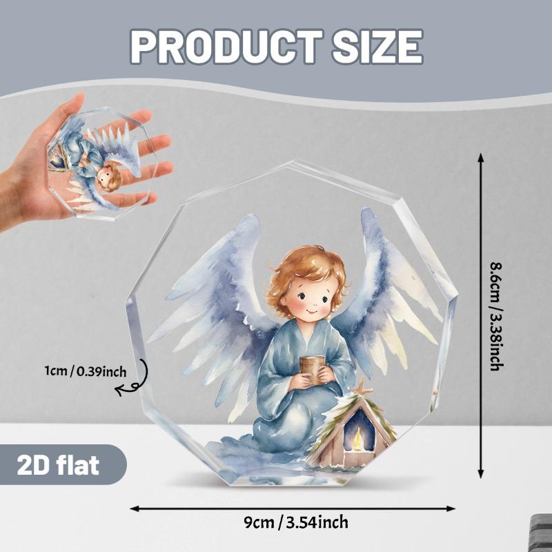 2D Flat Faith Gift Acrylic Angel Desktop Decoration, Suitable for wall decoration, porch, room, villa, accents Home, Hallway, or Workplace - Rustic Fa