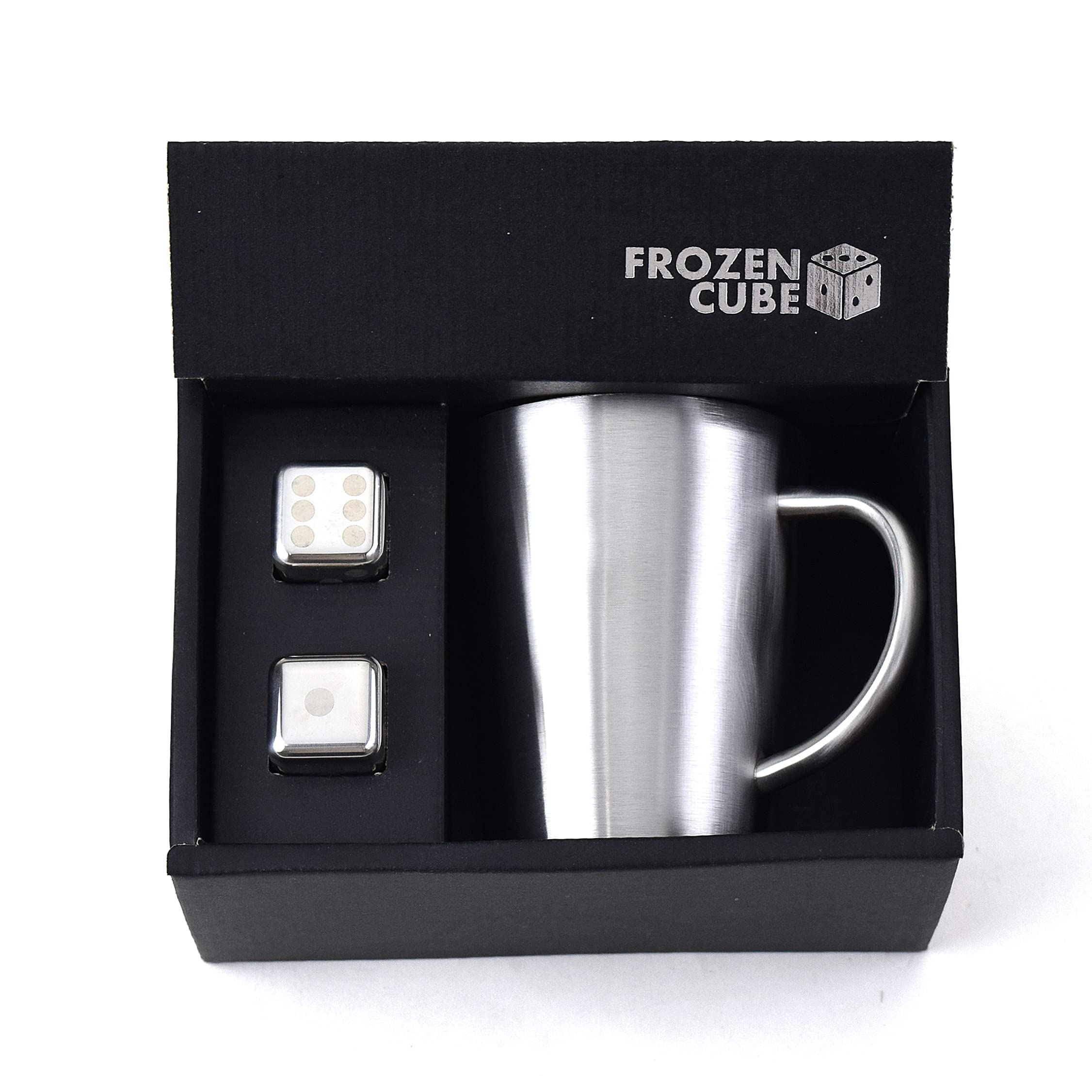 

Stainless Steel Mug with a Hollow Double 360ml and Two Stainless Steel Ice Dishwasher Frozen Cube Gift Set Wall, Approx. Capacity, Cubes, Safe,