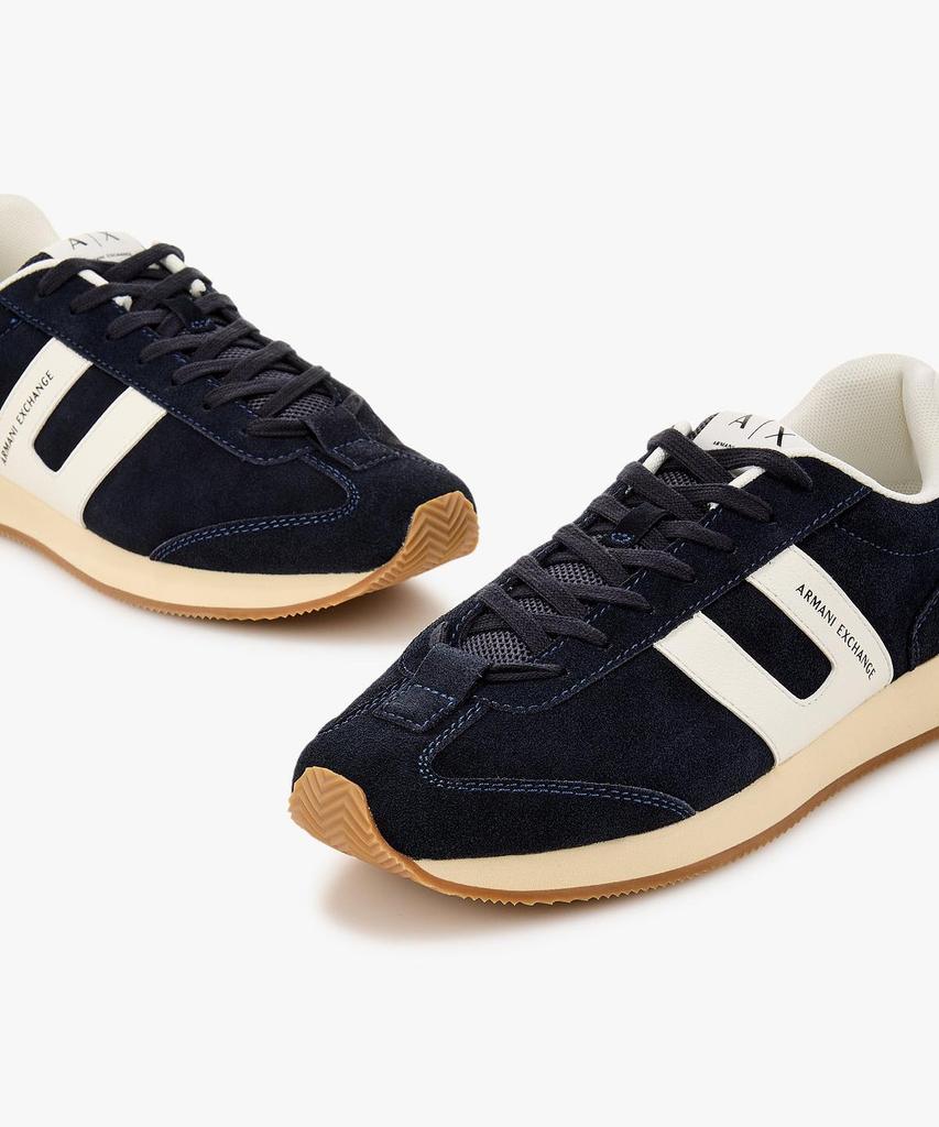 Armani Exchange Men'S Logo Patch Suede Sneakers _Dark Navy_A416175006