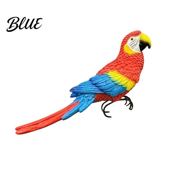 Pflanzenzubehör für den Außenbereich Papagei Gartendekoration Handbemalte Harz-Vogelfigur mit Metallclip Bunter Schreibtisch Wellensittich Ara Ornament