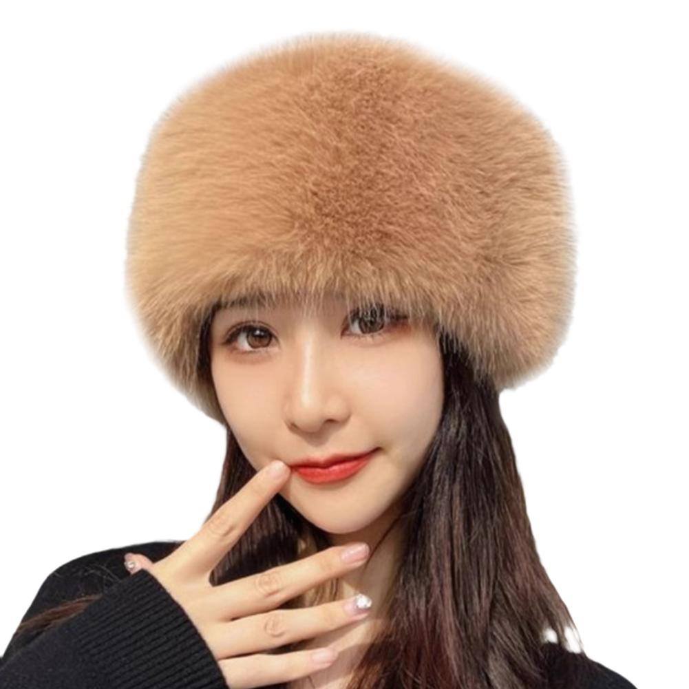

Fashion Plush Fluffy Fur Bucket Hat Warm Furry Panama Cap Ear Protection Soft Mongolian Cap Winter кавовий