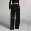 Women's Adult Sequined Fashion Drawstring Slimming Stretch Straight Leg Pants