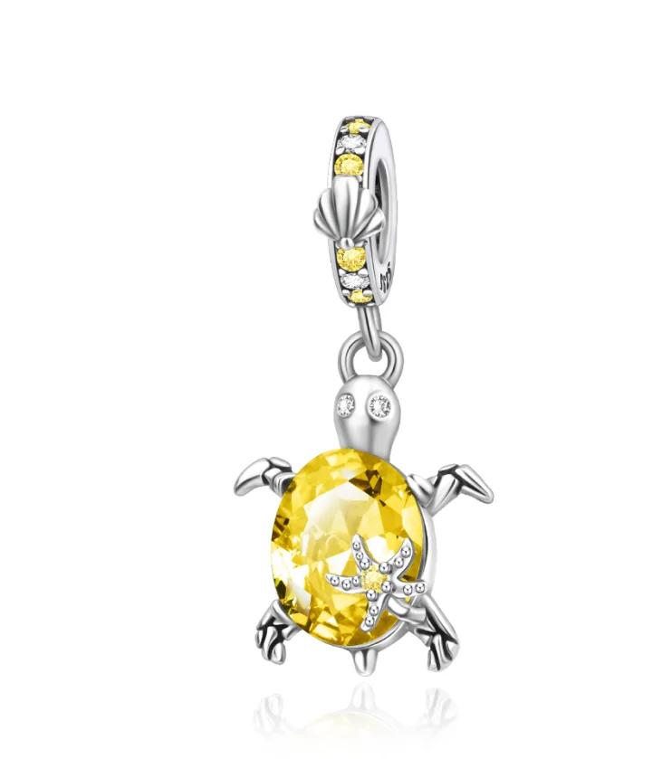 Brand New Summer Murano Glass Sea Turtle Dangle Charm Bead Component Colorful Crystal Pendant Bead Components Compatible With Authentic Original