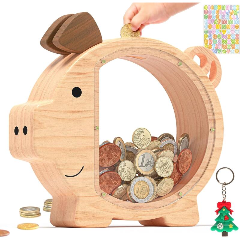 1PC large piggy bank with cute piggy face and expressive eyes - sturdy savings box with open slot and coin storage