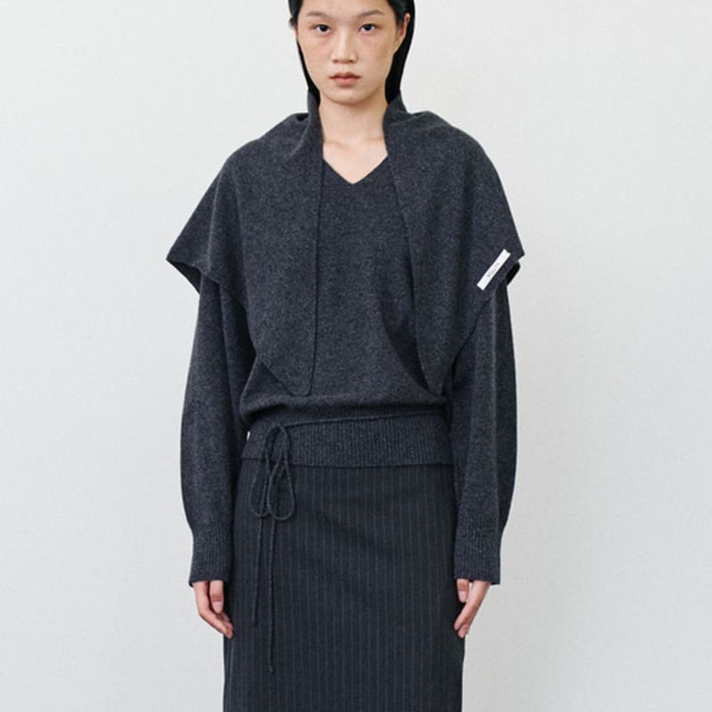 

NOTIA TRIANGLE KNIT WOOL SCARF -CHARCOAL CHARCOAL_ONE