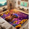 Highland Cow Theme Soft Crystal Velvet Rug Custom Name & Text Print Non Slip Floor Rug for Bedroom Living Room