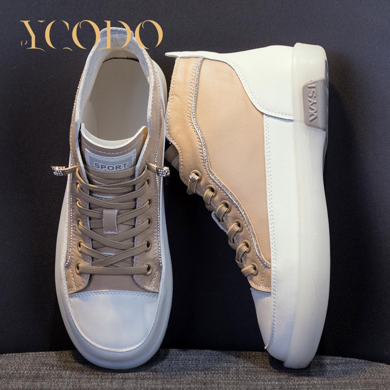 Lässige, flache, bequeme Stiefeletten aus Naturleder für Damen im Herbst und Winter