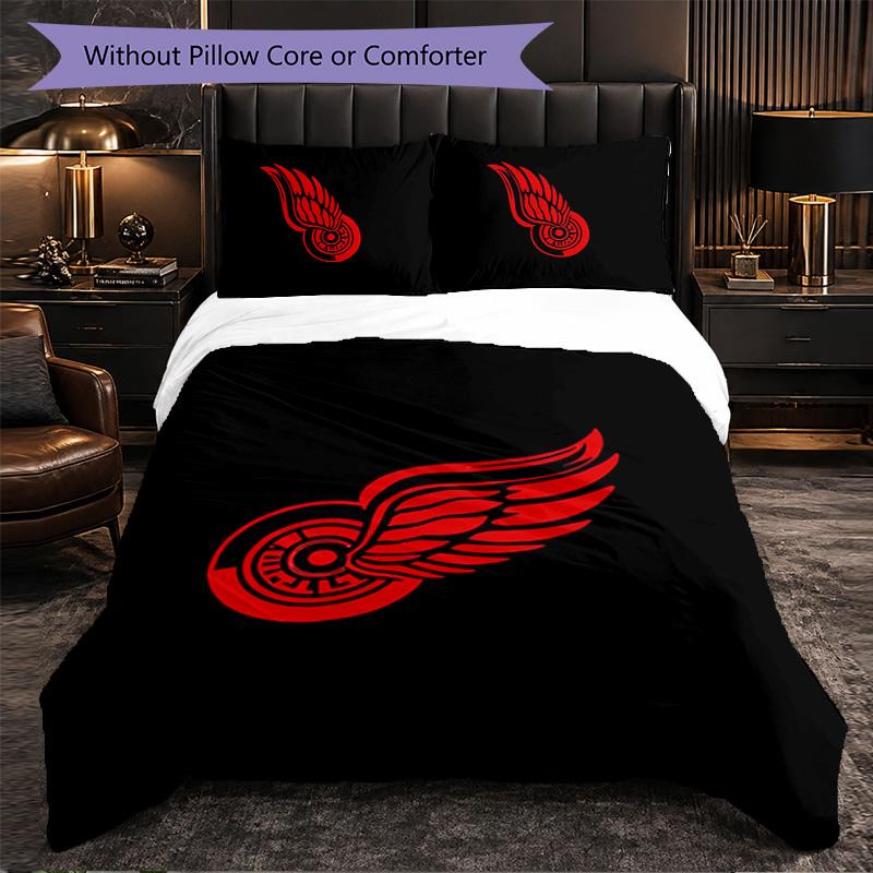 Detroit Red Wings Pattern Microfiber 3Pcs Bedding Set Decor Duvet Cover Set For Bedroom Home Use