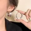Korean Gold Color Matte Brushed Hoop Earring for Woman Vintage Metal Geometric Circle Round Earrings C-shape Jewelry Gift
