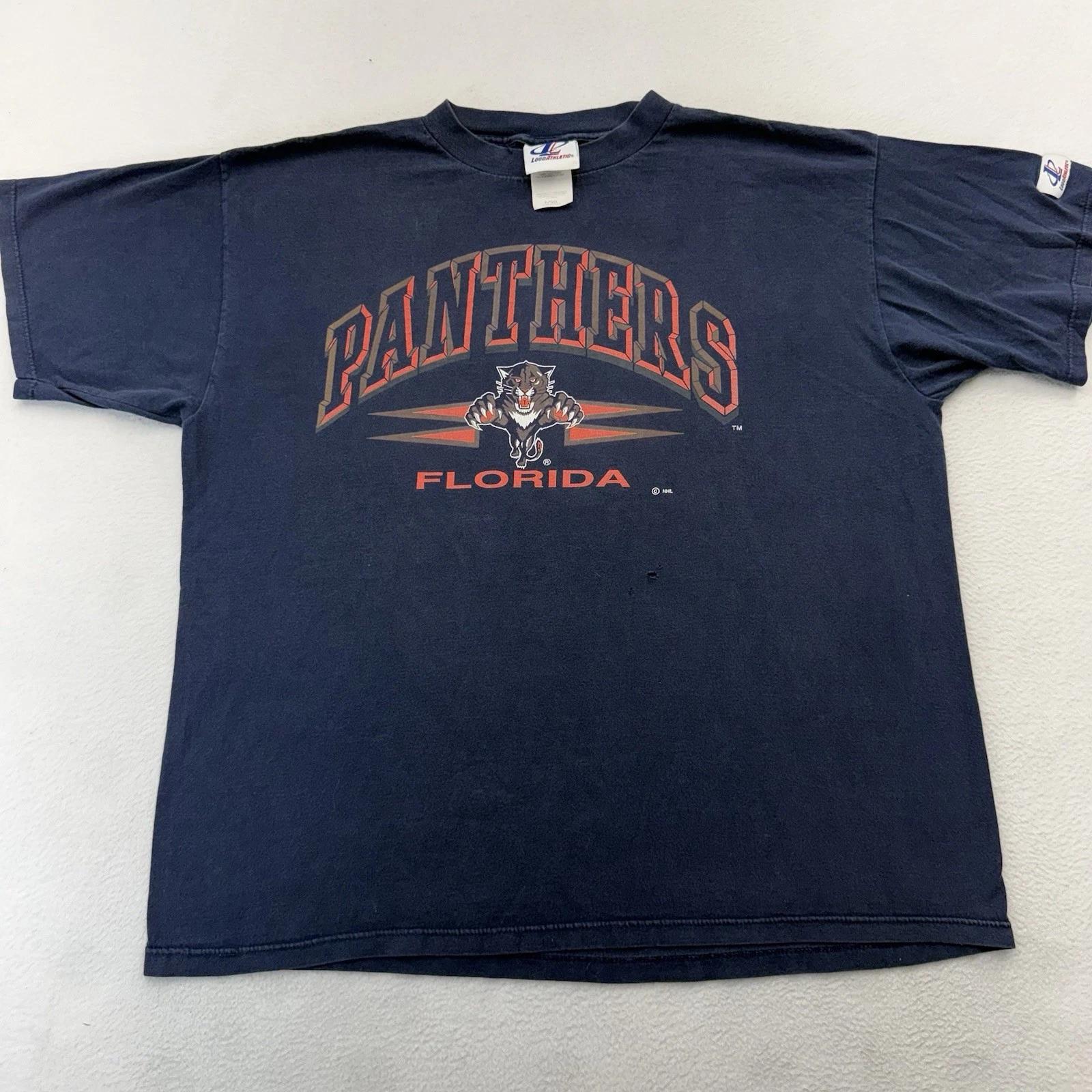 Crazy Vintage 90s Florida Panthers Black NHL Graphic T-Shirt XL DISTRESSED M