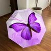 Purple Butterfly Auto Open Close Umbrella, Portable Tri-Fold Design with 8-Bone Iron Frame, Gift for Fans, Travelers, Daily Use, Perfect Pre