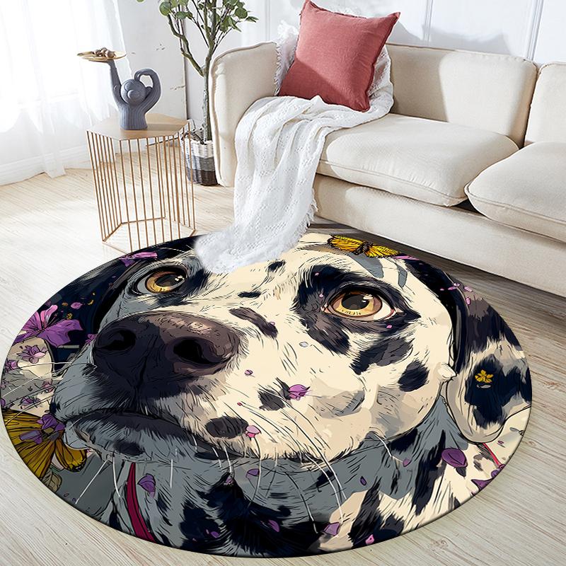 Dalmatian Pattern Round rug,Carpet Rug for Living Room Bedroom  Playroom ,Non-slip Floor Mat,Holiday Gifts and Birthday Gifts.