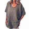 Summer Casual Cotton Linen T-Shirt: Solid Color, Loose Fit, Short Sleeve