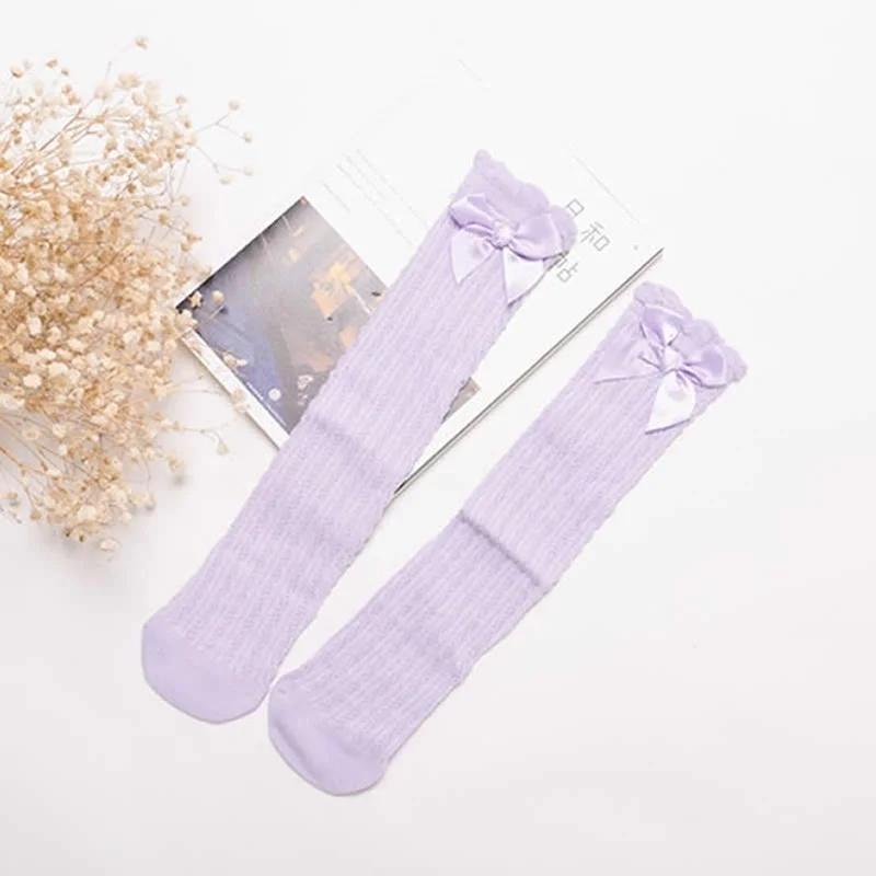 Children's Leg Warm Socks Bowknot Bubble Mouth High Tube Knee High Thin Section No Heel Pods Baby Clothing Accessories Gifts