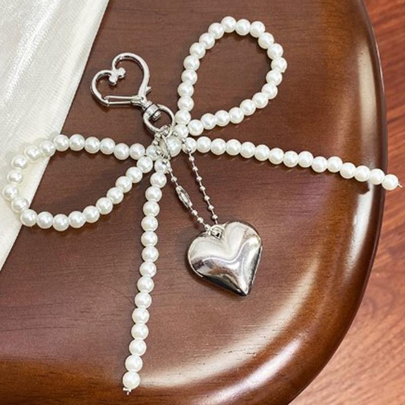 

Темпераментный милый бант-сердце кулон брелок модный бисерный телефонный брелок бант телефон шнурок сумка украшения аксессуары подарки белый