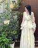 Gentle Wind White Dress Fairy Super Fairy French Temperament Seaside Vacation Long-sleeved Skirt Spring and Autumn Style