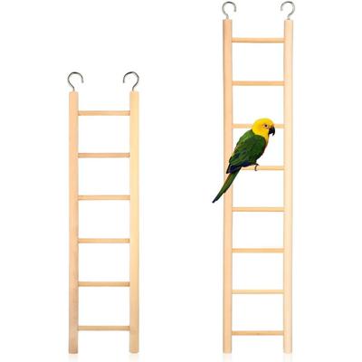 Natural Wooden Bird Ladder Parrot Climbing Toy with Hooks for Cage, Hanging Step Stairs for Parakeets, Cockatiels, Lovebirds & Small Birds Exercise