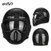 Vintage-Style Full Face Motorcycle Helmet Carbon Fiber Fiberglass Retro Cruiser Men Women Universal Fit
