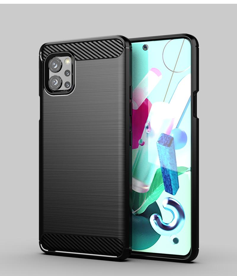 For LG Q92 5G Case Rubber Bumper Anti-knock Silicone Carbon Fiber Cover For LG Q92 Q51 Q61 K40S Phone Case For LG Q92 5G Case