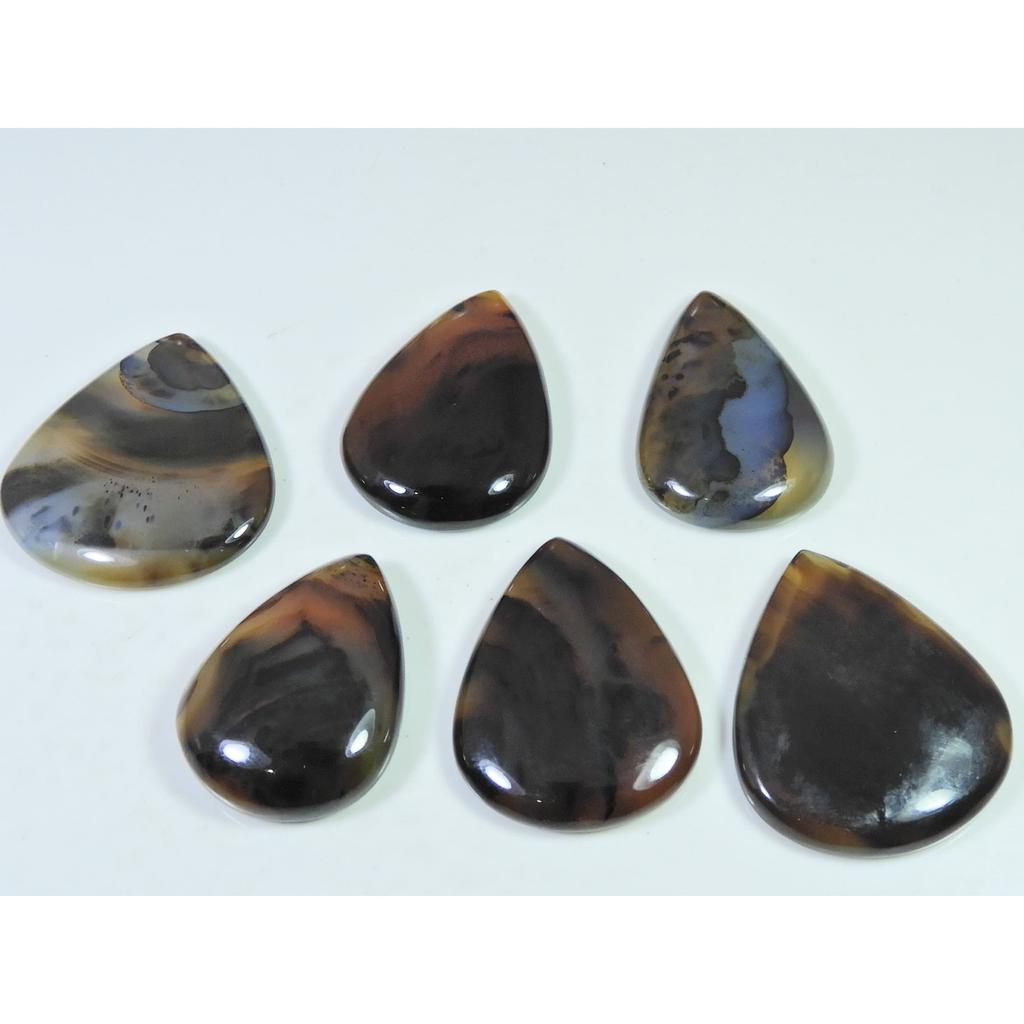 06Pcs Natural Montana Agate Pear Cabochon Loose Gemstone 268Cts. Lot C-487