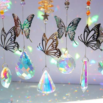 Campanello Eolico di Cristallo Acchiappasole Luna Diamante Prismi Pendente Acchiappasogni Arcobaleno Cacciatore Goccia Appesa Decorazione Casa Giardino Campanello Eolico