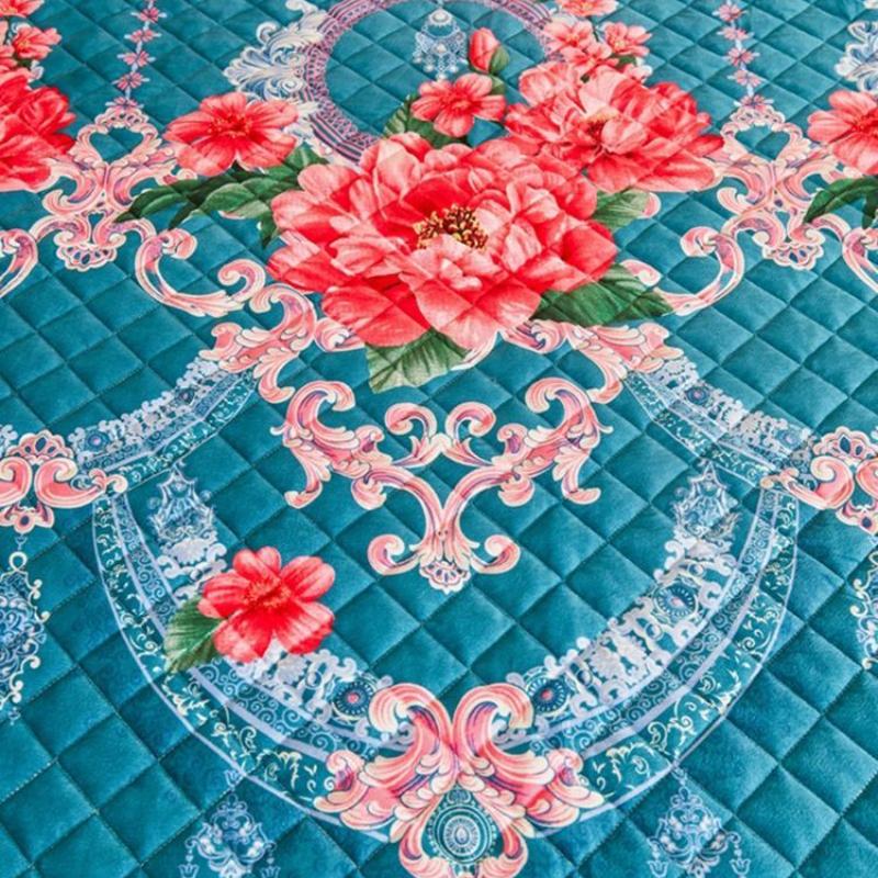 High Grade Winter Crystal Velvet Thicken Quilted Bedspread King Queen Size Flannel Quilting Bed Skirt Including Pillowcase