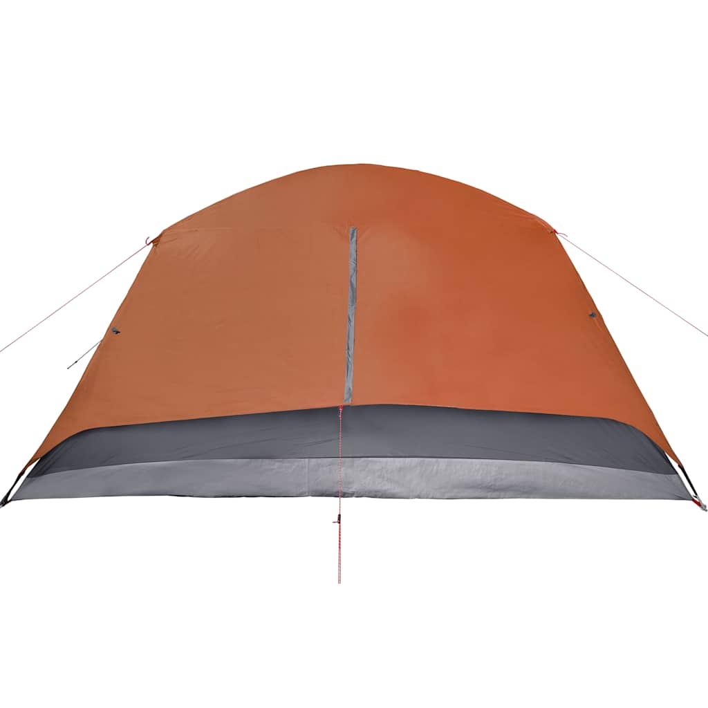 4 Person Camping Tent with Awning Orange Waterproof