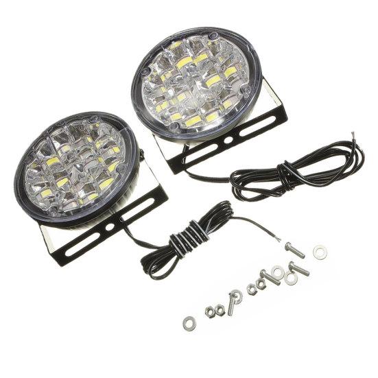 2Pcs 12V 18LED Fog Lamp Car Vehicle Driving Round DRL Daytime Running Light