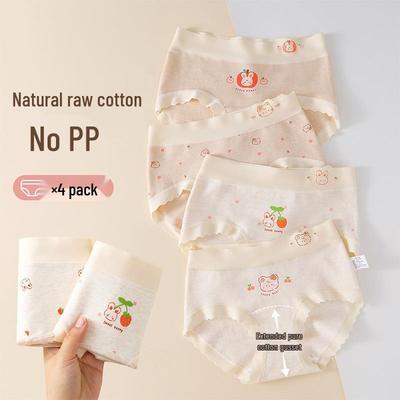 Girls' Pure Cotton Class A Underwear - Teenage Student Briefs, No-slip Design for Autumn and Winter