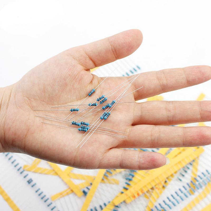 

300/600PCS 1/4W Metal Film Resistor Kit Resistance 1% 30 values 10 Ohm ~1M 0.25w Resistors Set 300PCS-Without box