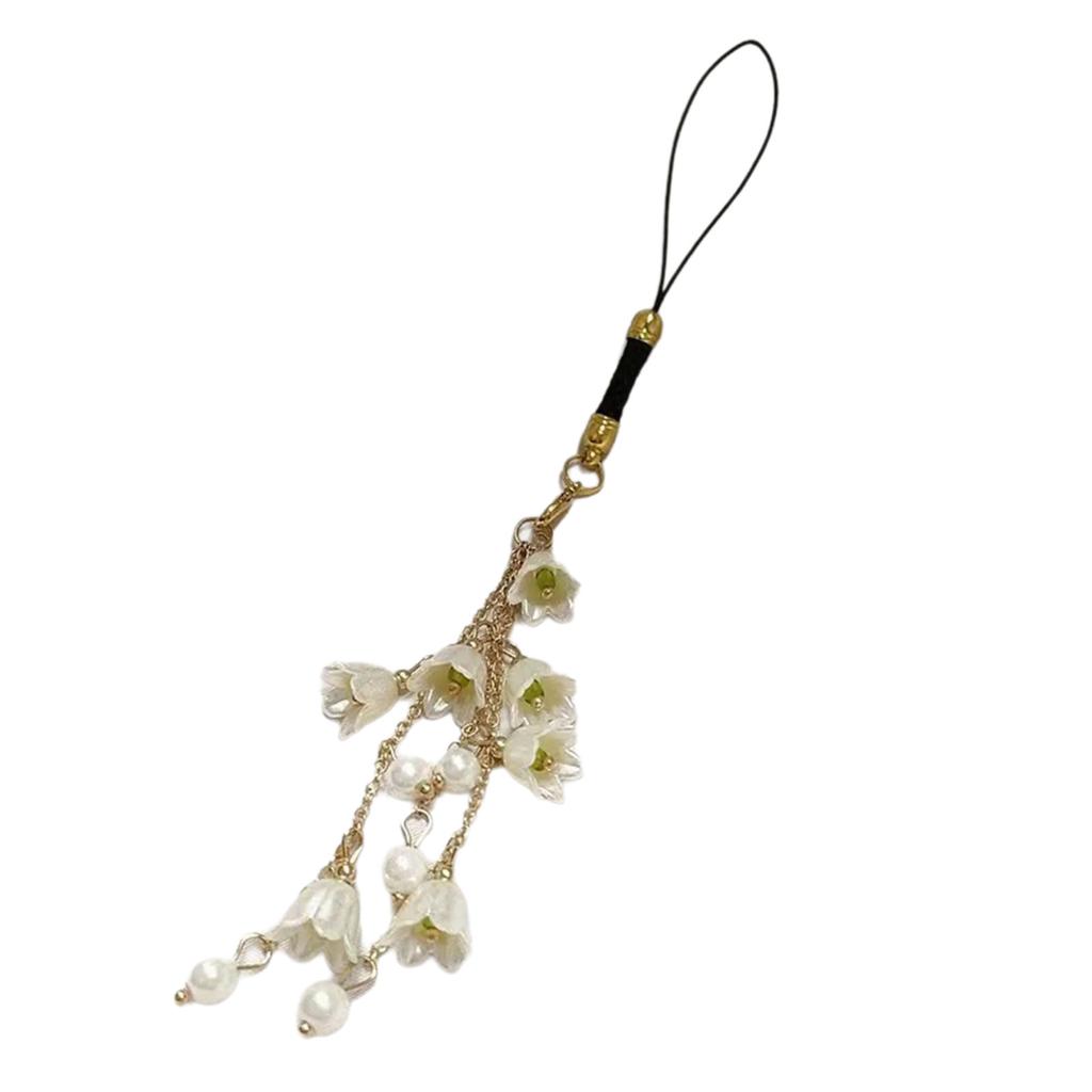 Phone Lanyard Wrist Strap Orchid Charm Keychain Detachable Phone Charm Antilost Cellphone Hangings Cord for Bag Purse