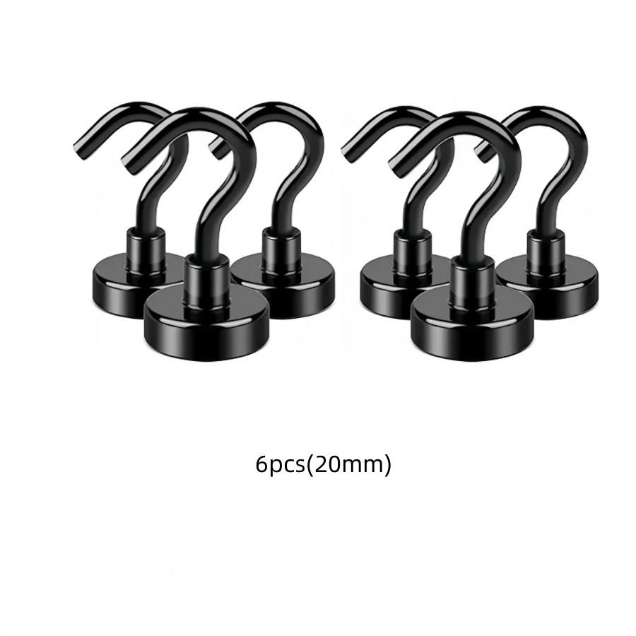3/6/9ks Černý magnetický hák 50 Lbs Silný neodymový magnetický hák Pro zavěšení, Magnet s hákem Pro plavbu, BBQ, Domov, Kuchyň