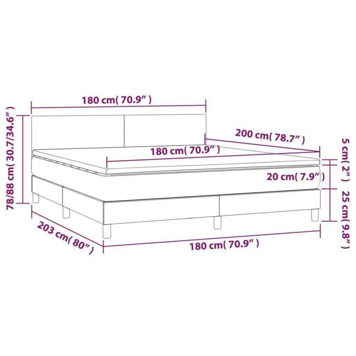 VidaXL Slatted Bed Base with Mattress and LED, Upholstered Bed, Double Bed, Adult Bed for Interior Bedroom, 3134117