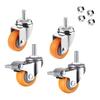 Swivel Casters M8 M10 M12 Screw-Type Casters MPA Nylon Casters 240kg Load Capacity Screw-In Casters 360° Rotation Silent Brake Casters DIY Furniture R