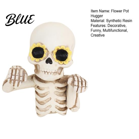 Cool Plant Decorations Skeleton Flower Pot Hugger Resin Skull Planter Statue with Eyes Mini Funny Garden Statues Flowerpot Ornament for Halloween