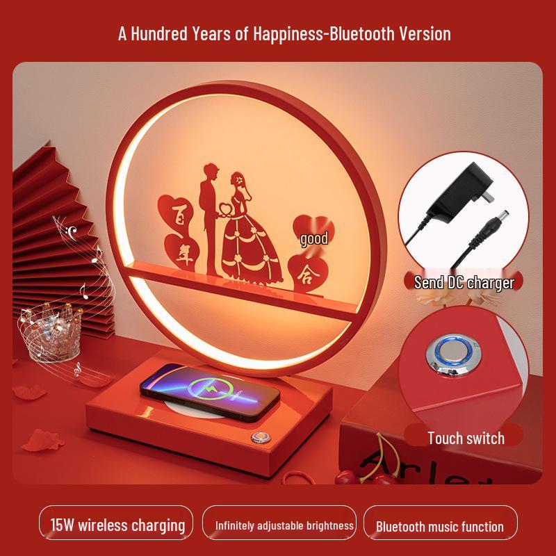 LED Bluetooth Night Light: Wedding Gift for Newlyweds, Bedside Lamp for Bedroom or Wedding Celebration