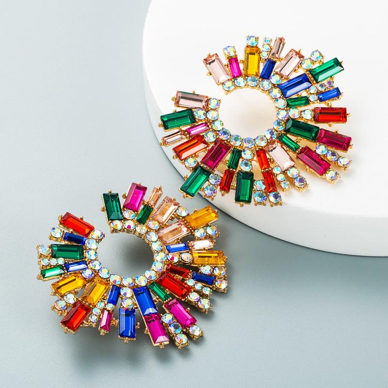 Orecchini Girasole in Lega - Orecchini Scintillanti da Sera per Donna