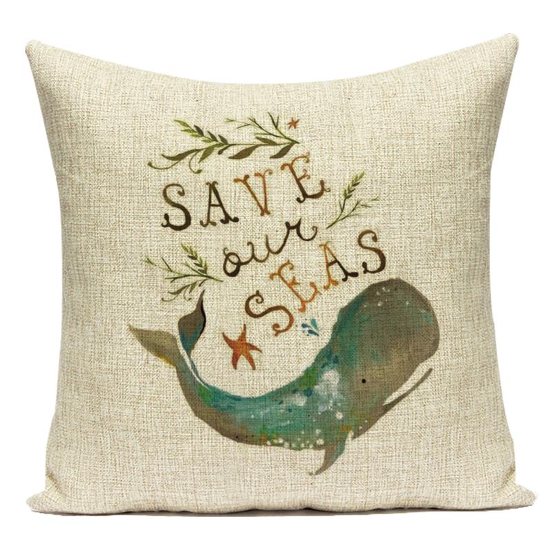 Cute Animals Fishes Decorative Throw Pillows Case Square Sofa Home Seat Cushion Cover for Home Living Room Decoration