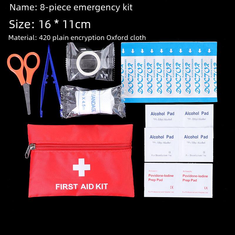 

Spot Eight-Piece Mini First Aid Emergency Kit for Car & Travel (16x11cm) JM010